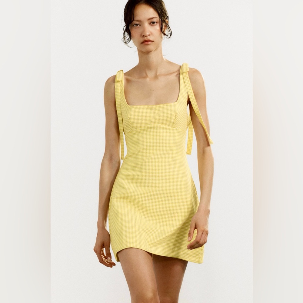 Zara GINGHAM BOW DRESS